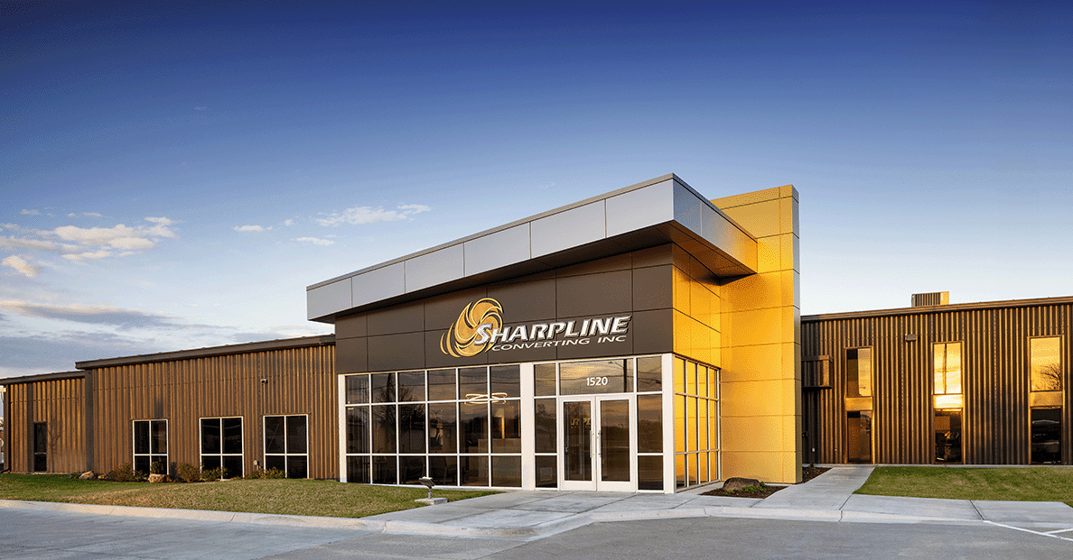 Sharpline Converting exterior at golden hour in Wichita, Kansas